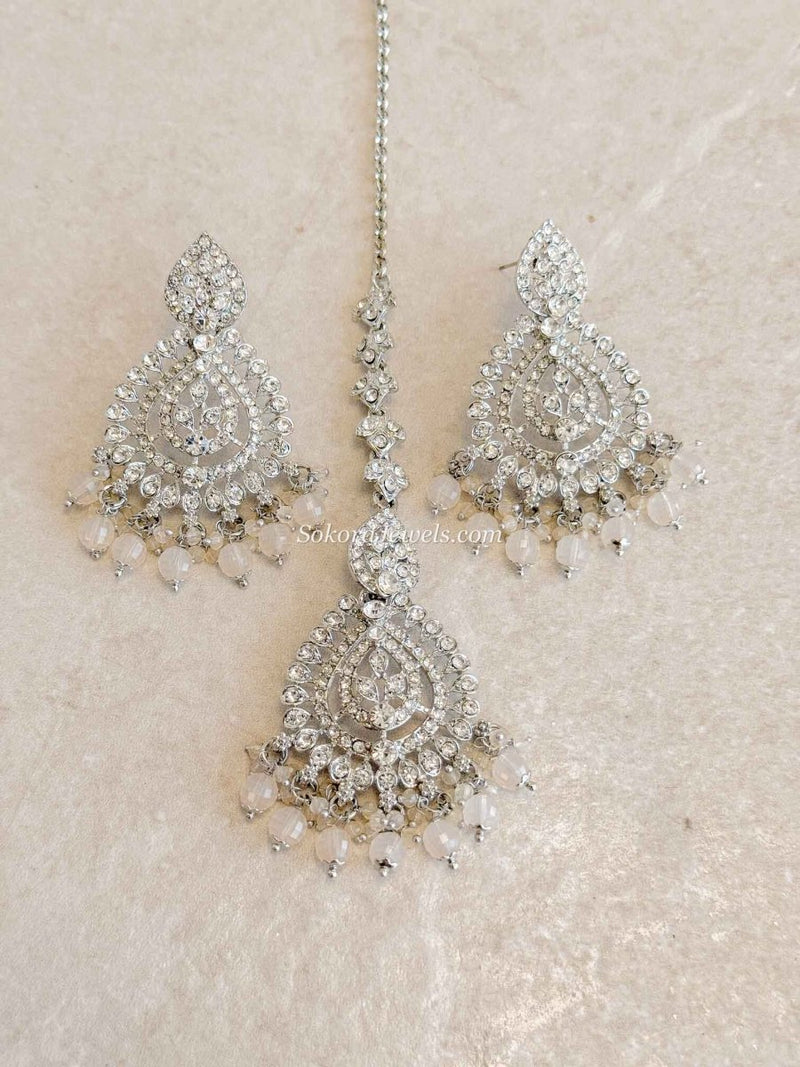 Shetal Silver Earring & Tikka sets - SOKORA JEWELSShetal Silver Earring & Tikka sets