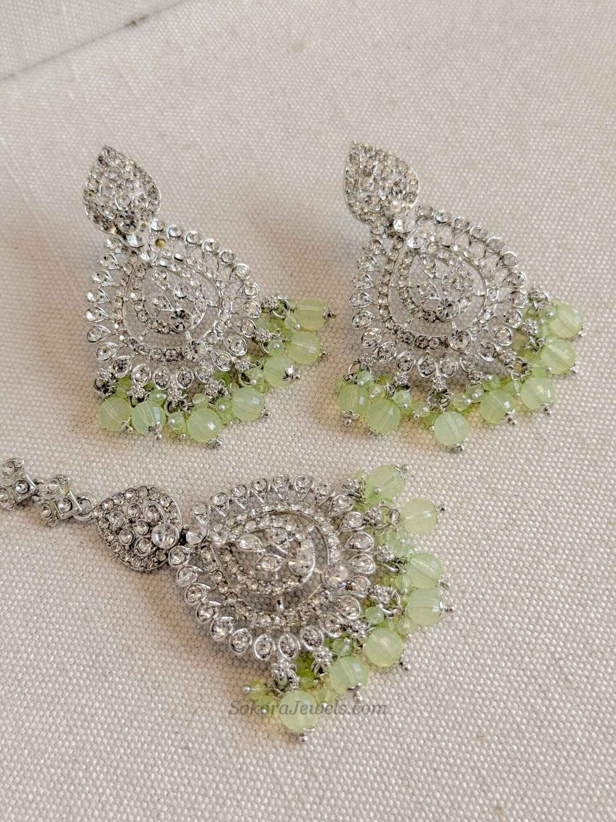 Shetal Silver Earring & Tikka sets - SOKORA JEWELSShetal Silver Earring & Tikka sets