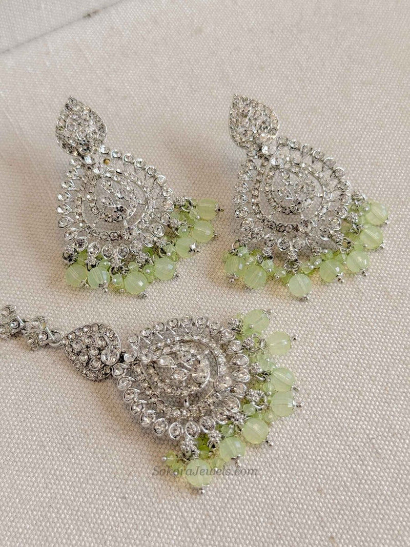 Shetal Silver Earring & Tikka sets - SOKORA JEWELSShetal Silver Earring & Tikka sets