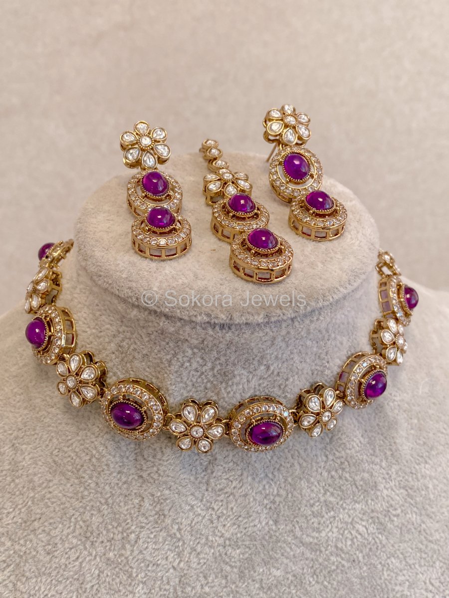 Shivani Faux Kundan Set - 20 Colour Options - SOKORA JEWELSShivani Faux Kundan Set - 20 Colour OptionsNECKLACE SETS