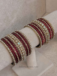 Shona 4 Piece Jewelry Set Box - Maroon - SOKORA JEWELSShona 4 Piece Jewelry Set Box - Maroon