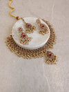 Shona Antique Gold Pendant Set - Maroon - SOKORA JEWELSShona Antique Gold Pendant Set - Maroon