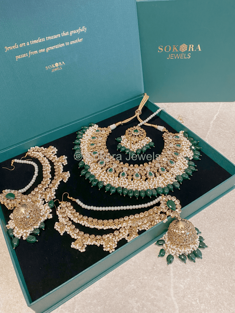 Green Bridal Jewellery Set Sea Green Color Jewellery Siara Bridal
