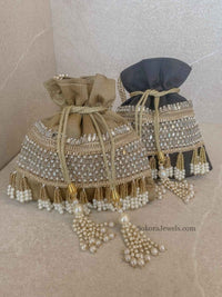 Silk & Mirror Detail Potli Bag - 2 Colour Options - SOKORA JEWELSSilk & Mirror Detail Potli Bag - 2 Colour Options
