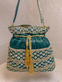 Silk & Stonework Potli Bag - SOKORA JEWELSSilk & Stonework Potli Bag