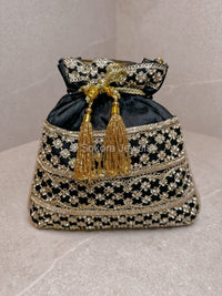 Silk & Stonework Potli Bag - SOKORA JEWELSSilk & Stonework Potli Bag