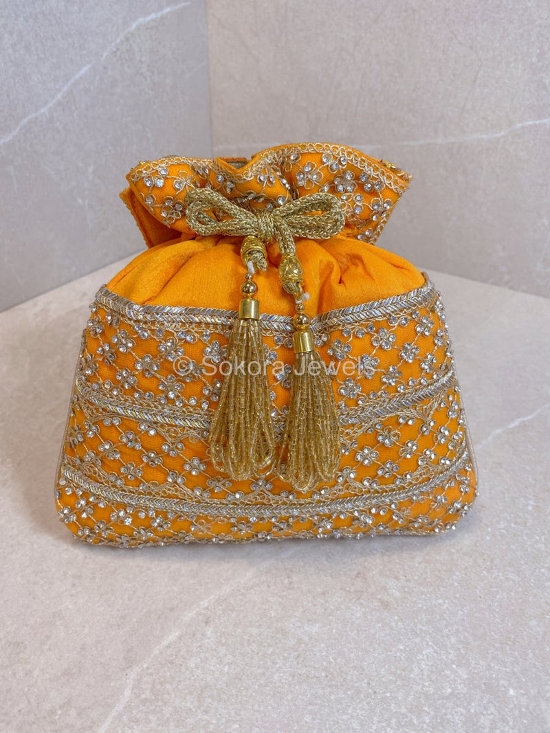 Silk & Stonework Potli Bag - SOKORA JEWELSSilk & Stonework Potli Bag