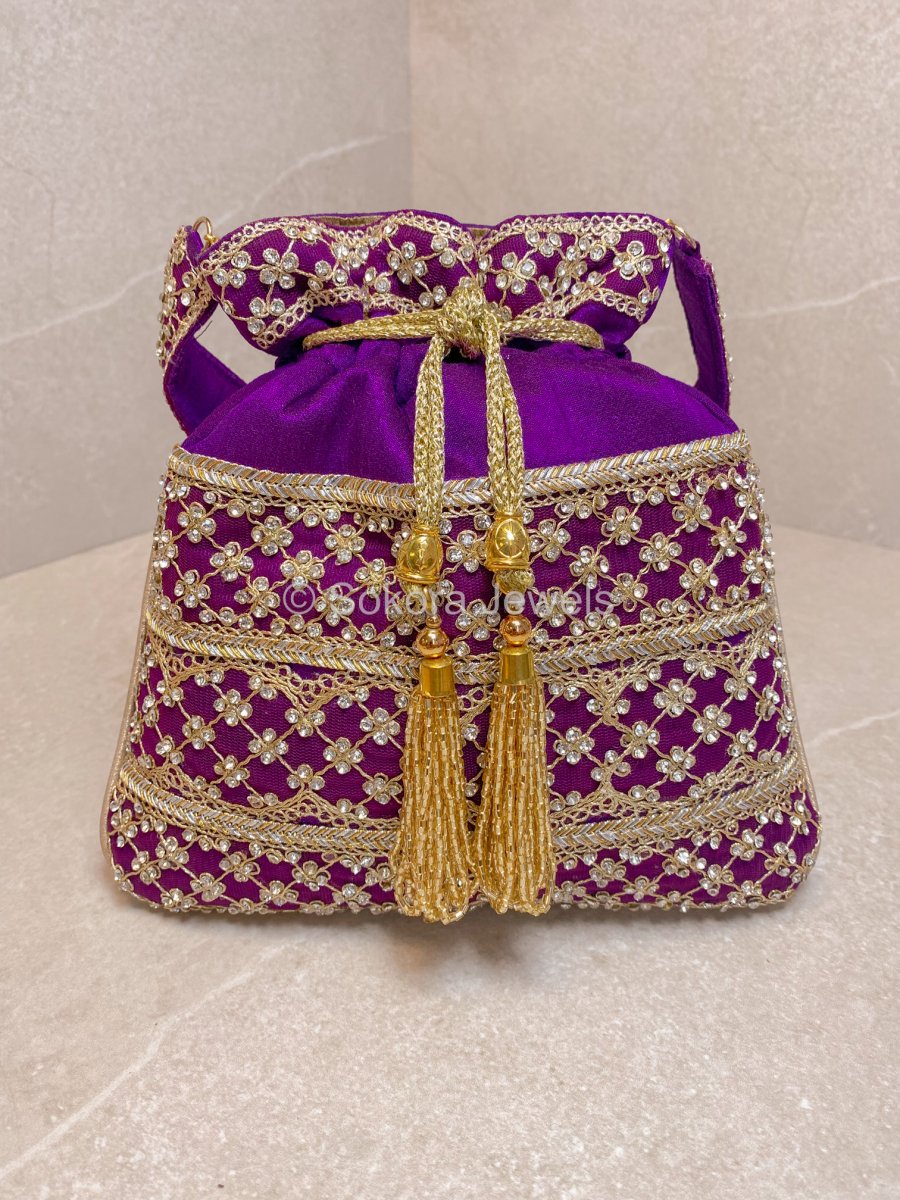 Silk & Stonework Potli Bag - SOKORA JEWELSSilk & Stonework Potli Bag