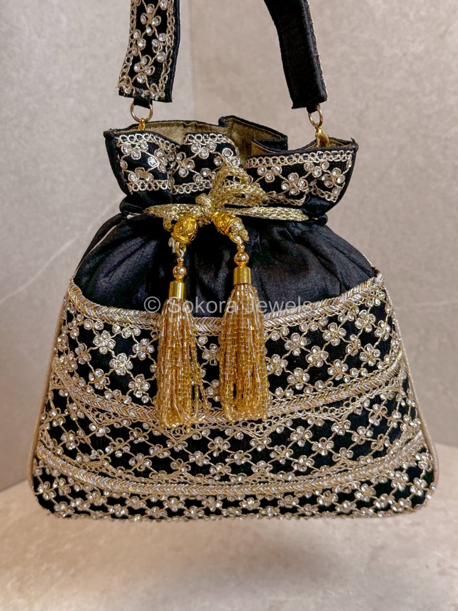 Silk & Stonework Potli Bag - SOKORA JEWELSSilk & Stonework Potli Bag