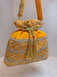 Silk & Stonework Potli Bag - SOKORA JEWELSSilk & Stonework Potli Bag