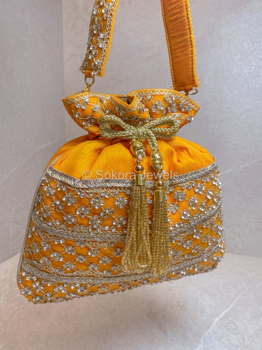 Silk & Stonework Potli Bag - SOKORA JEWELSSilk & Stonework Potli Bag