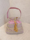 Silk & Stonework Potli Bag - Mauve - SOKORA JEWELSSilk & Stonework Potli Bag - Mauve