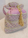 Silk & Stonework Potli Bag - Mauve - SOKORA JEWELSSilk & Stonework Potli Bag - Mauve