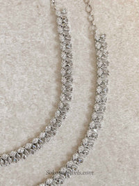 Silver American Diamond Bridal Payal - SOKORA JEWELSSilver American Diamond Bridal Payal