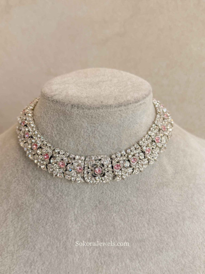 Silver and Pink choker - SOKORA JEWELSSilver and Pink chokerChoker Sets