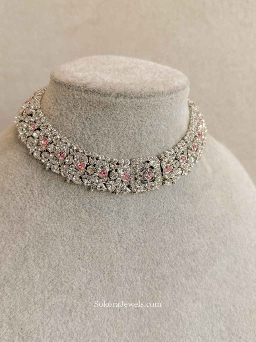 Silver and Pink choker - SOKORA JEWELSSilver and Pink chokerChoker Sets