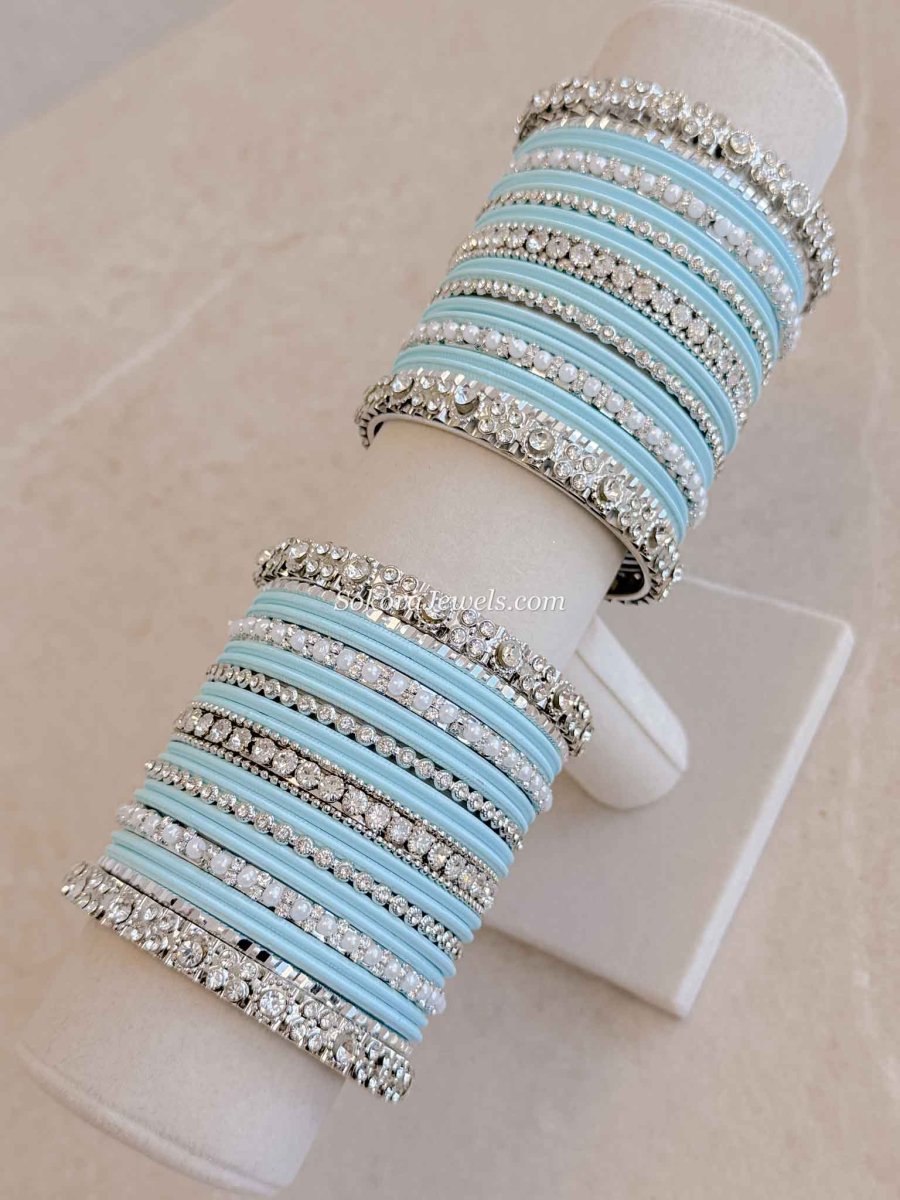 Silver & Blue Bangle set - SOKORA JEWELSSilver & Blue Bangle setBANGLES
