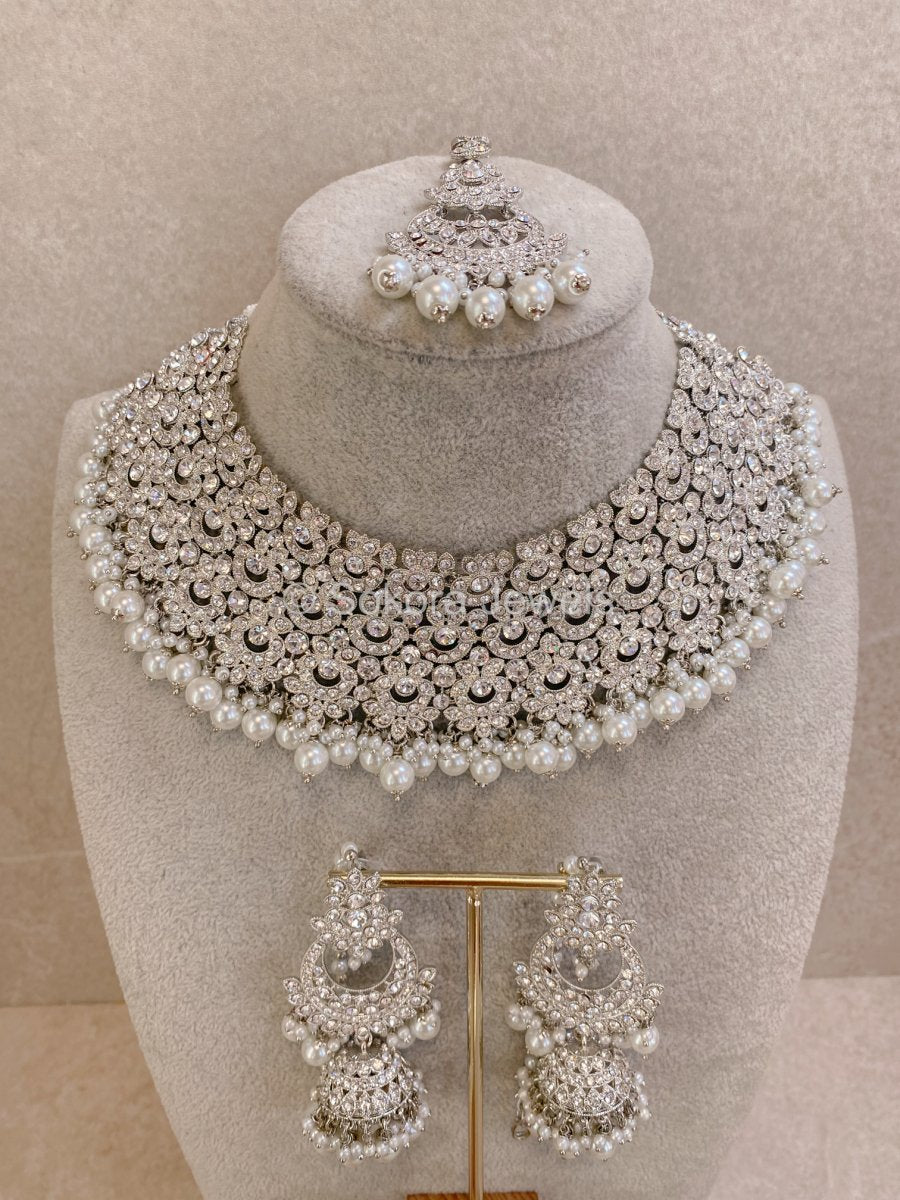 Silver Bridal Necklace set - SOKORA JEWELSSilver Bridal Necklace set