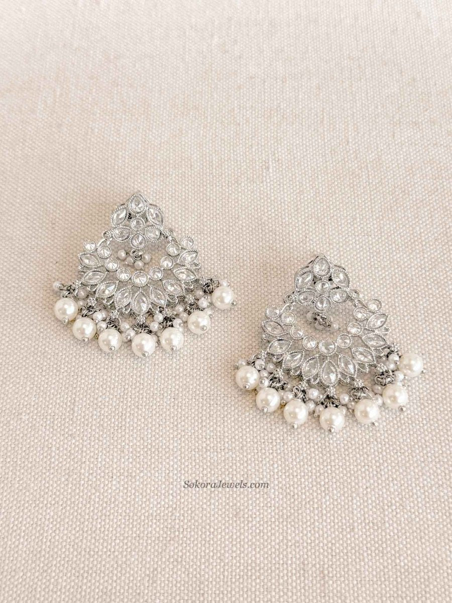 Silver Chandbali Earrings - SOKORA JEWELSSilver Chandbali Earrings