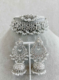 Silver Choker and Earring Set - SOKORA JEWELSSilver Choker and Earring Set