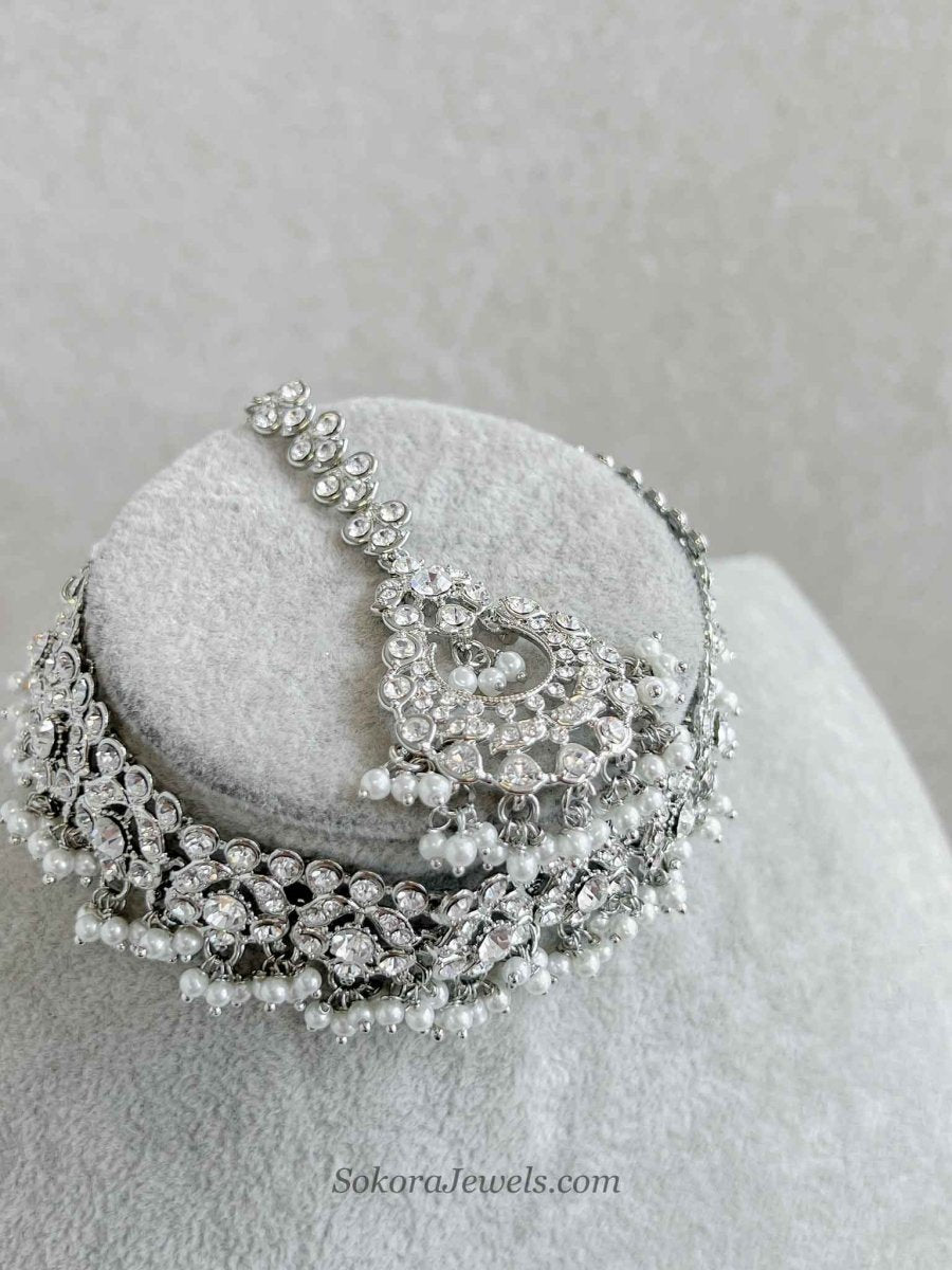 Silver Choker and Earring Set - SOKORA JEWELSSilver Choker and Earring Set
