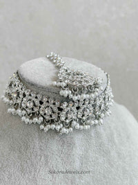 Silver Choker and Earring Set - SOKORA JEWELSSilver Choker and Earring Set