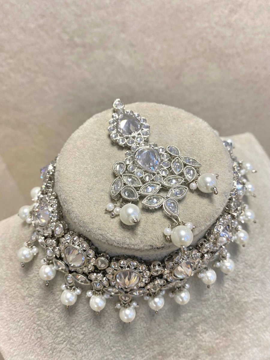 Silver Choker Set - Pearl - SOKORA JEWELSSilver Choker Set - Pearl