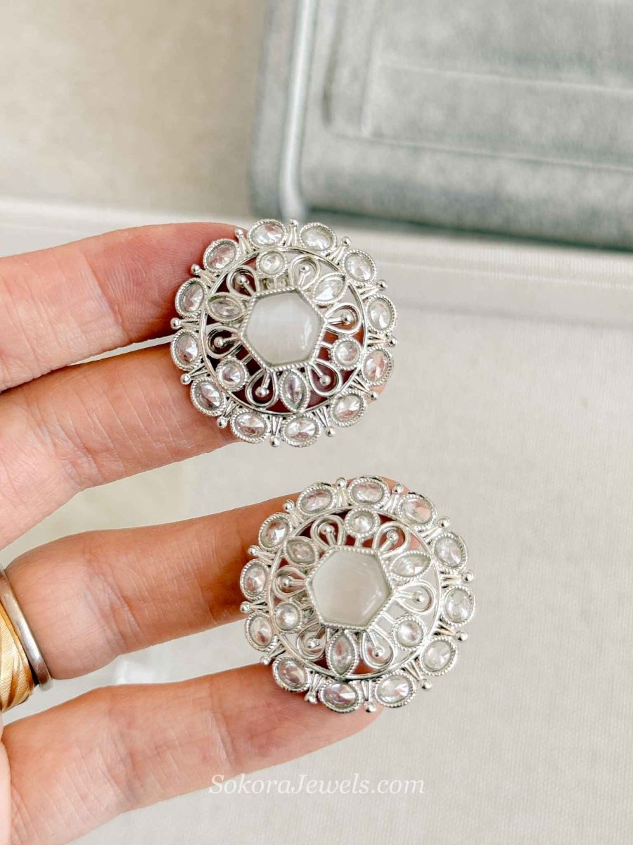 Silver Crystal Earring Tops - SOKORA JEWELSSilver Crystal Earring Topsstuds and tops