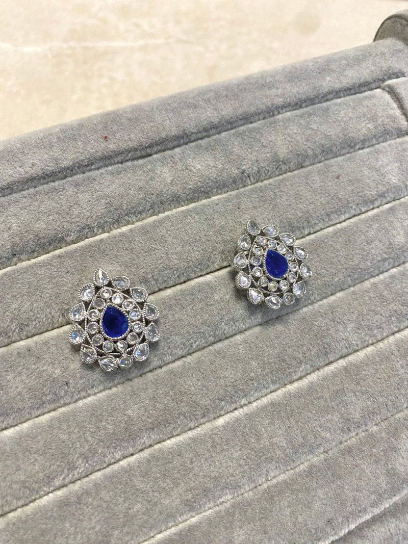Silver Crystal Earring Tops - Navy - SOKORA JEWELSSilver Crystal Earring Tops - Navy