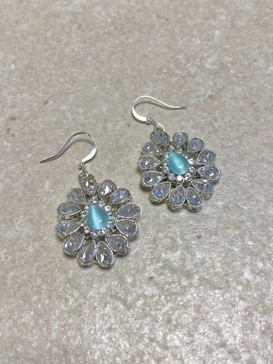 Silver Crystal Earrings - Blue - SOKORA JEWELSSilver Crystal Earrings - Blue
