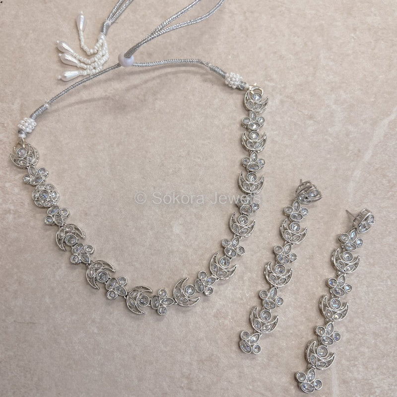 Silver Crystal Necklace set - SOKORA JEWELSSilver Crystal Necklace setNECKLACE SETS