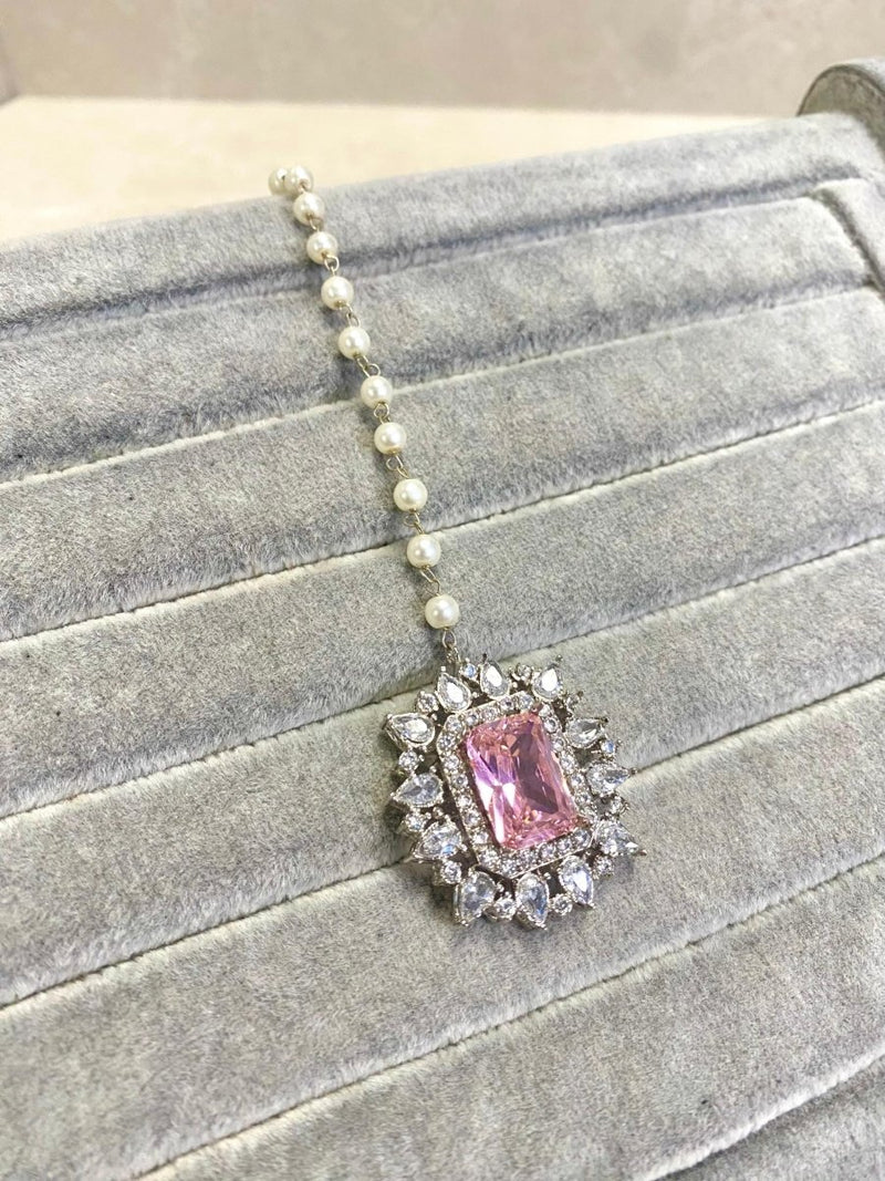 Silver Crystal Tikka - Pink - SOKORA JEWELSSilver Crystal Tikka - Pink