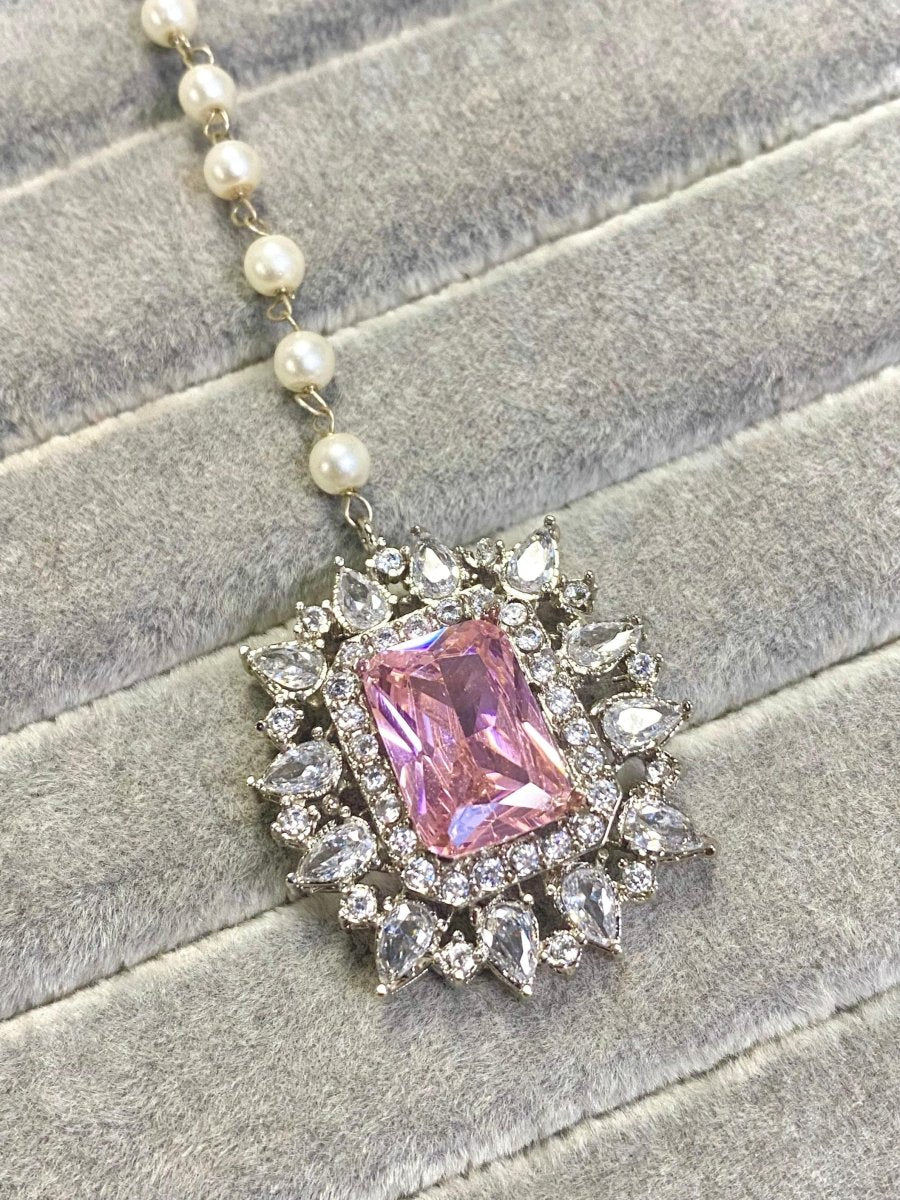 Silver Crystal Tikka - Pink - SOKORA JEWELSSilver Crystal Tikka - Pink