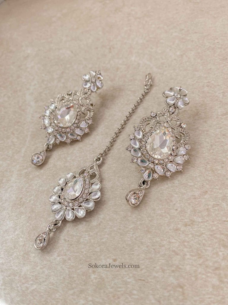 Silver Earring and Tikka set - SOKORA JEWELSSilver Earring and Tikka set