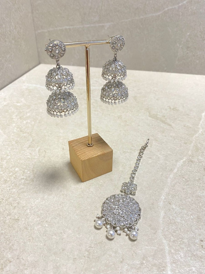 Silver Earring and Tikka set - SOKORA JEWELSSilver Earring and Tikka set