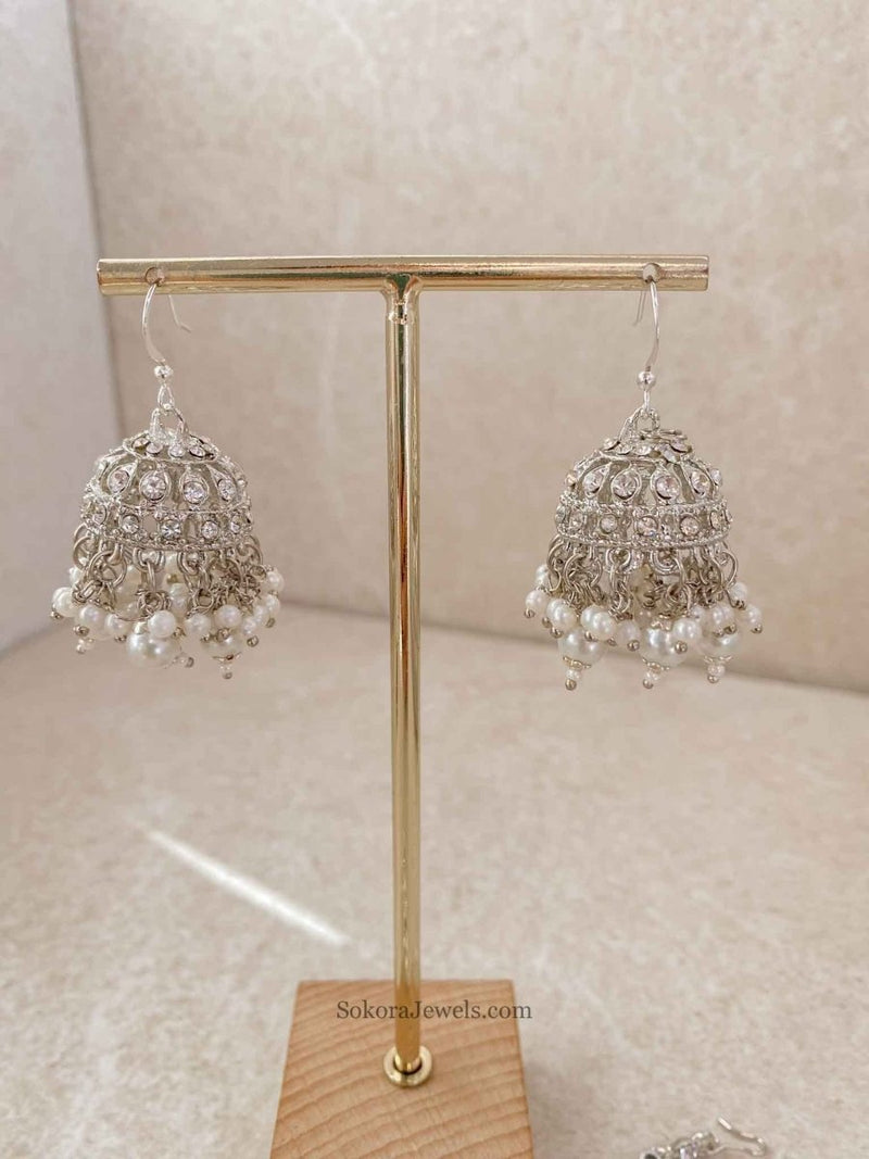 Silver Earring & Tikka Set - SOKORA JEWELSSilver Earring & Tikka Set