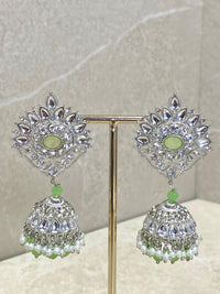 Silver Jhumka Earring - Mint - SOKORA JEWELSSilver Jhumka Earring - Mint
