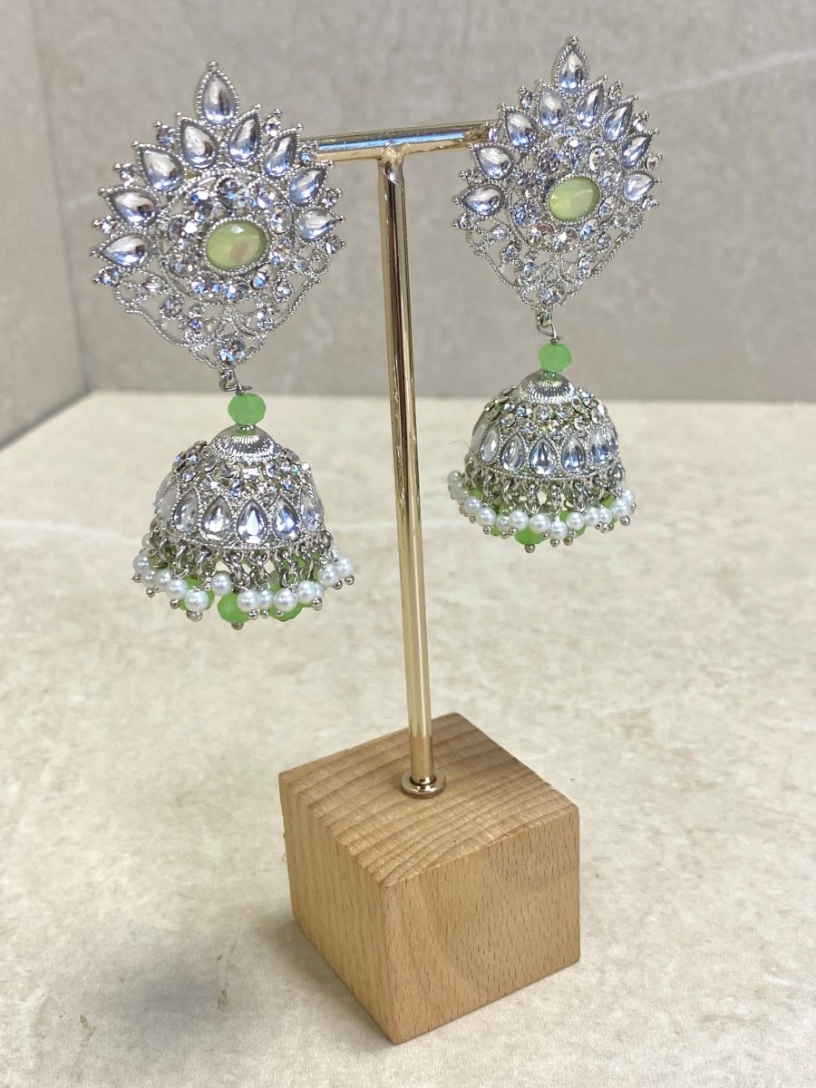 Silver Jhumka Earring - Mint - SOKORA JEWELSSilver Jhumka Earring - Mint