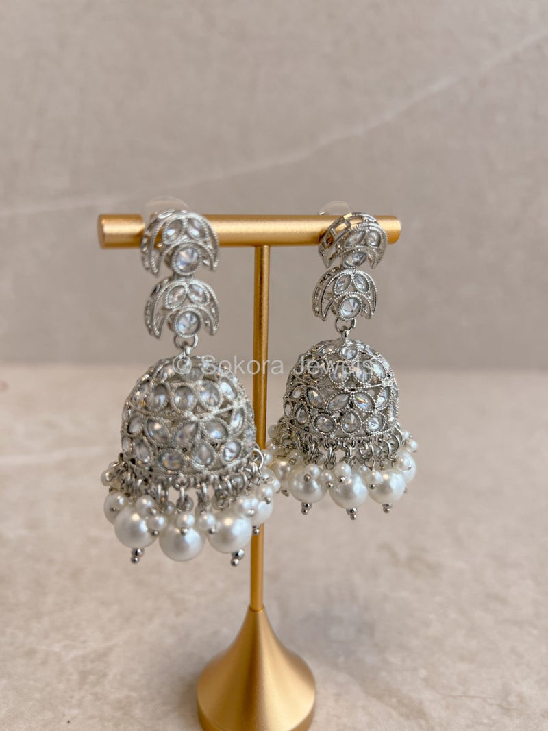 Silver Jhumka Earrings - SOKORA JEWELSSilver Jhumka Earrings