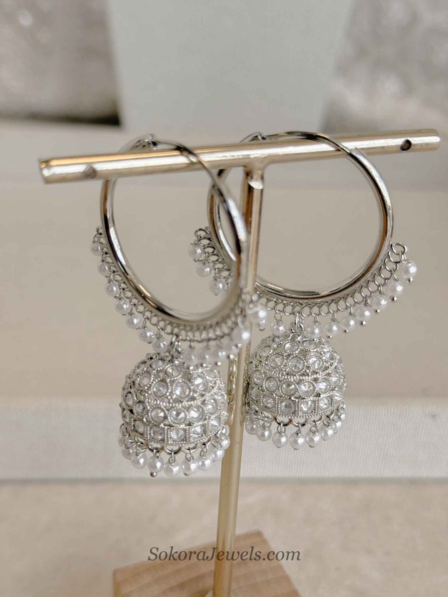 Silver Jhumka Hoops - SOKORA JEWELSSilver Jhumka Hoops