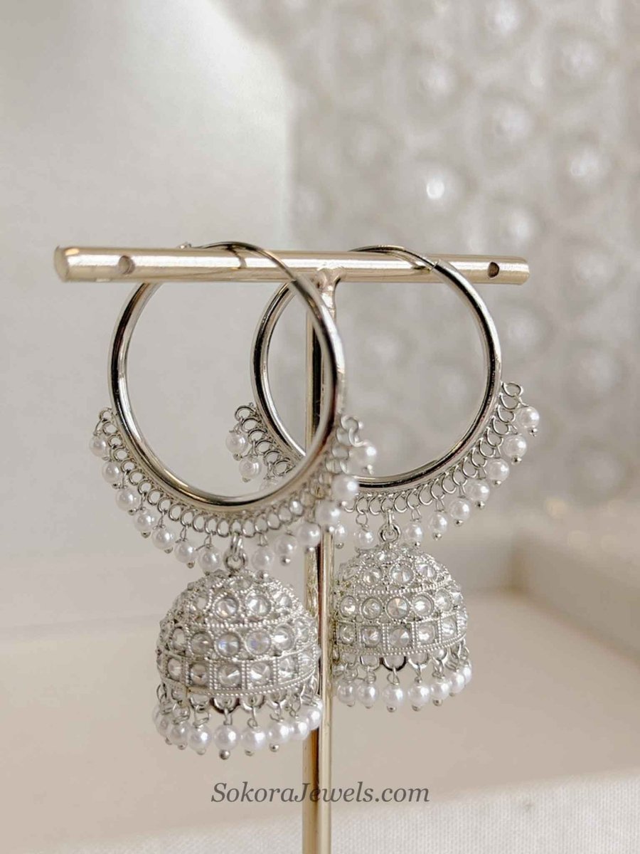 Silver Jhumka Hoops - SOKORA JEWELSSilver Jhumka Hoops