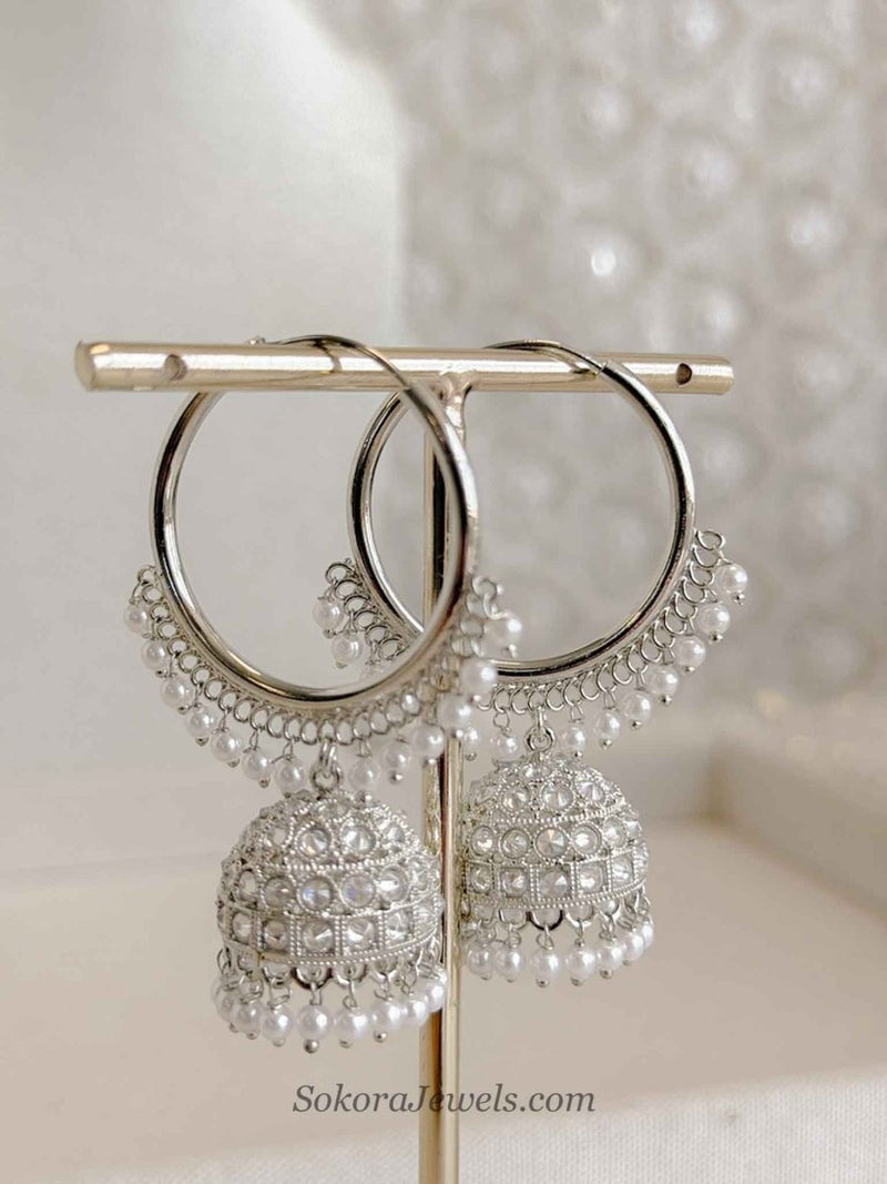 Silver Jhumka Hoops - SOKORA JEWELSSilver Jhumka Hoops