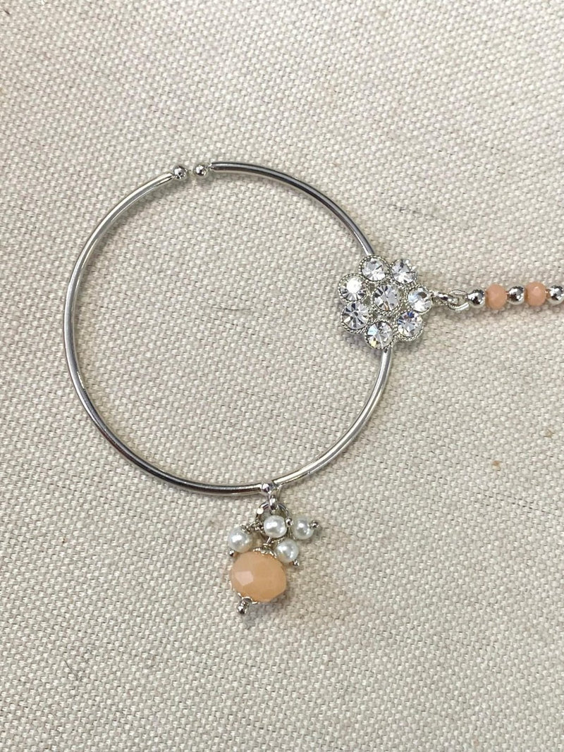 Silver Nose ring - Peach (Slide type) - SOKORA JEWELSSilver Nose ring - Peach (Slide type)