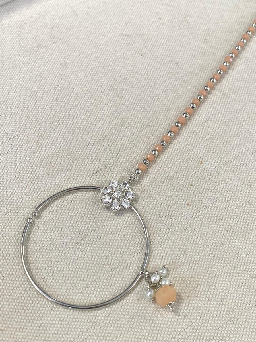 Silver Nose ring - Peach (Slide type) - SOKORA JEWELSSilver Nose ring - Peach (Slide type)