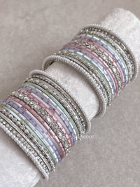 Silver Pastel Posy Bangle Set - SOKORA JEWELSSilver Pastel Posy Bangle SetBANGLES