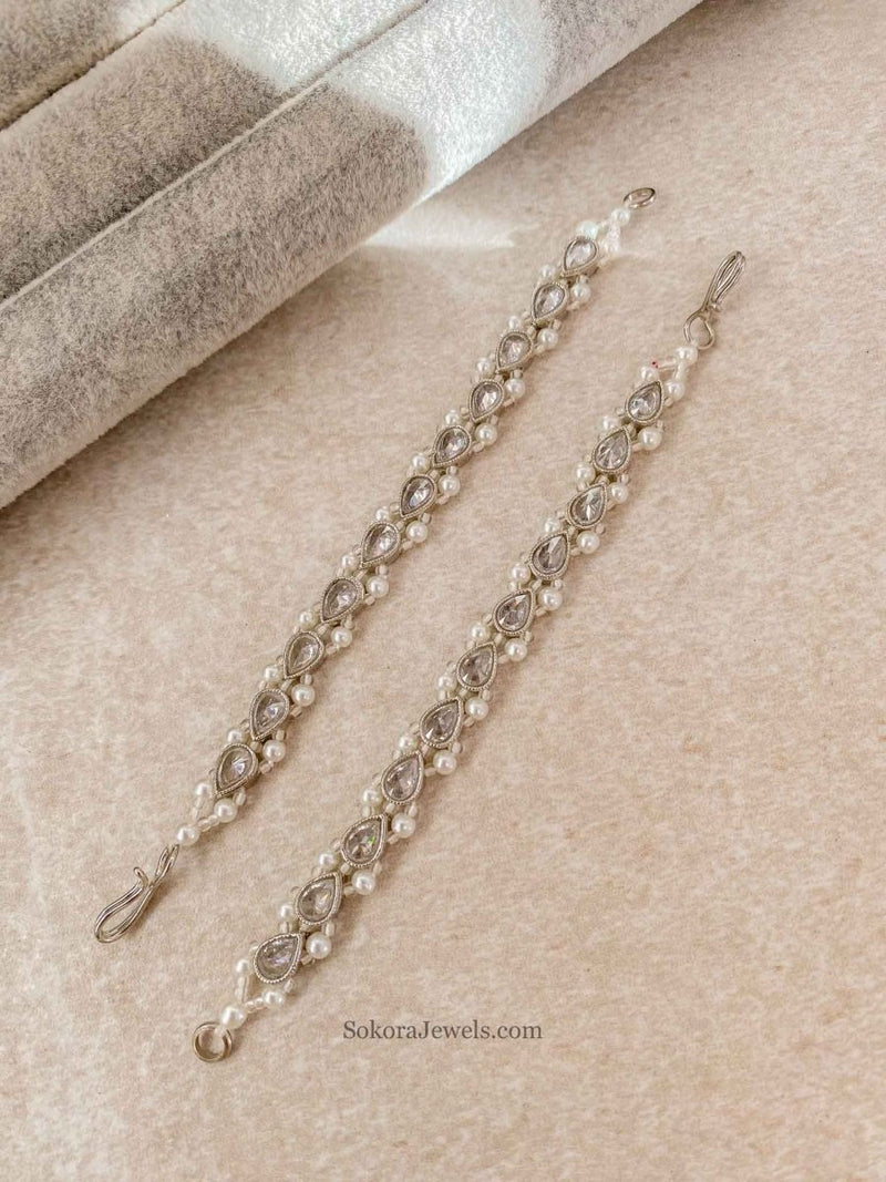 Silver & Pearl Earring Chains - SOKORA JEWELSSilver & Pearl Earring ChainsEARRINGS