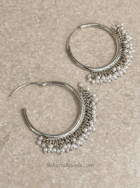 Silver Pearl Hoop Earrings - SOKORA JEWELSSilver Pearl Hoop Earrings