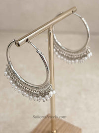 Silver Pearl Hoop Earrings - SOKORA JEWELSSilver Pearl Hoop Earrings
