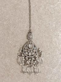 Silver Tassel Choker Set with Clear Crystal Drops - SOKORA JEWELSSilver Tassel Choker Set with Clear Crystal DropsNECKLACE SETS