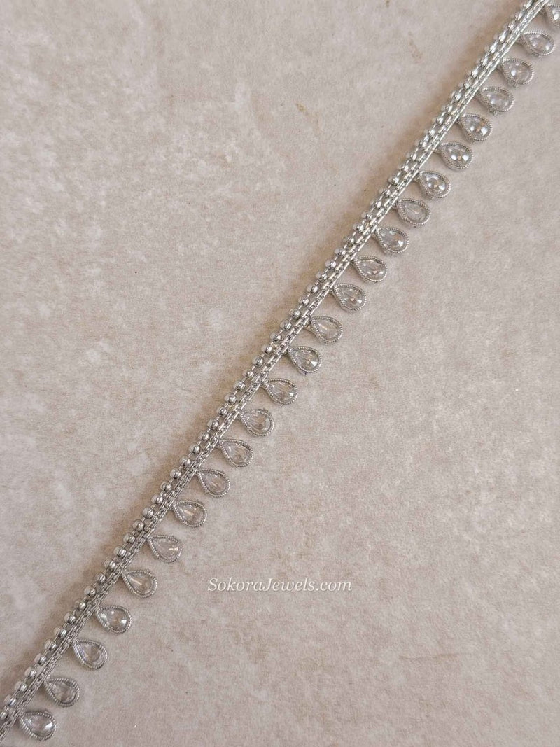 Silver Zircon Bridal Waist Chain - SOKORA JEWELSSilver Zircon Bridal Waist Chain
